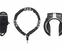 AXA Victory Rahmenschloss + RLC 100 Einsteckkette + Satteltasche Set